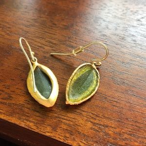 24k gold plate leaf earrings